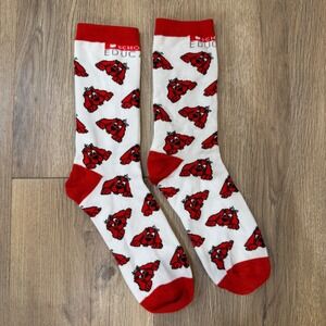 Clifford the Big Red Dog Crew Socks White Red All Over Print EUC Funny Dog Socks